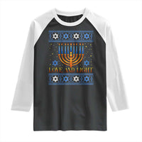 Ugly Hanukkah Raglan Shirt Love and Light Jew Menorah Jewish Chanukah - Wonder Print Shop
