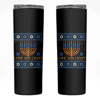 Ugly Hanukkah Skinny Tumbler Love and Light Jew Menorah Jewish Chanukah - Wonder Print Shop