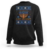 Ugly Hanukkah Sweatshirt Love and Light Jew Menorah Jewish Chanukah - Wonder Print Shop
