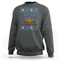 Ugly Hanukkah Sweatshirt Love and Light Jew Menorah Jewish Chanukah - Wonder Print Shop