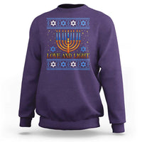 Ugly Hanukkah Sweatshirt Love and Light Jew Menorah Jewish Chanukah - Wonder Print Shop