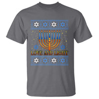 Ugly Hanukkah T Shirt Love and Light Jew Menorah Jewish Chanukah - Wonder Print Shop