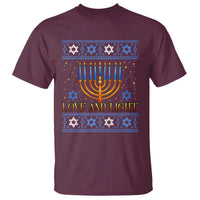 Ugly Hanukkah T Shirt Love and Light Jew Menorah Jewish Chanukah - Wonder Print Shop
