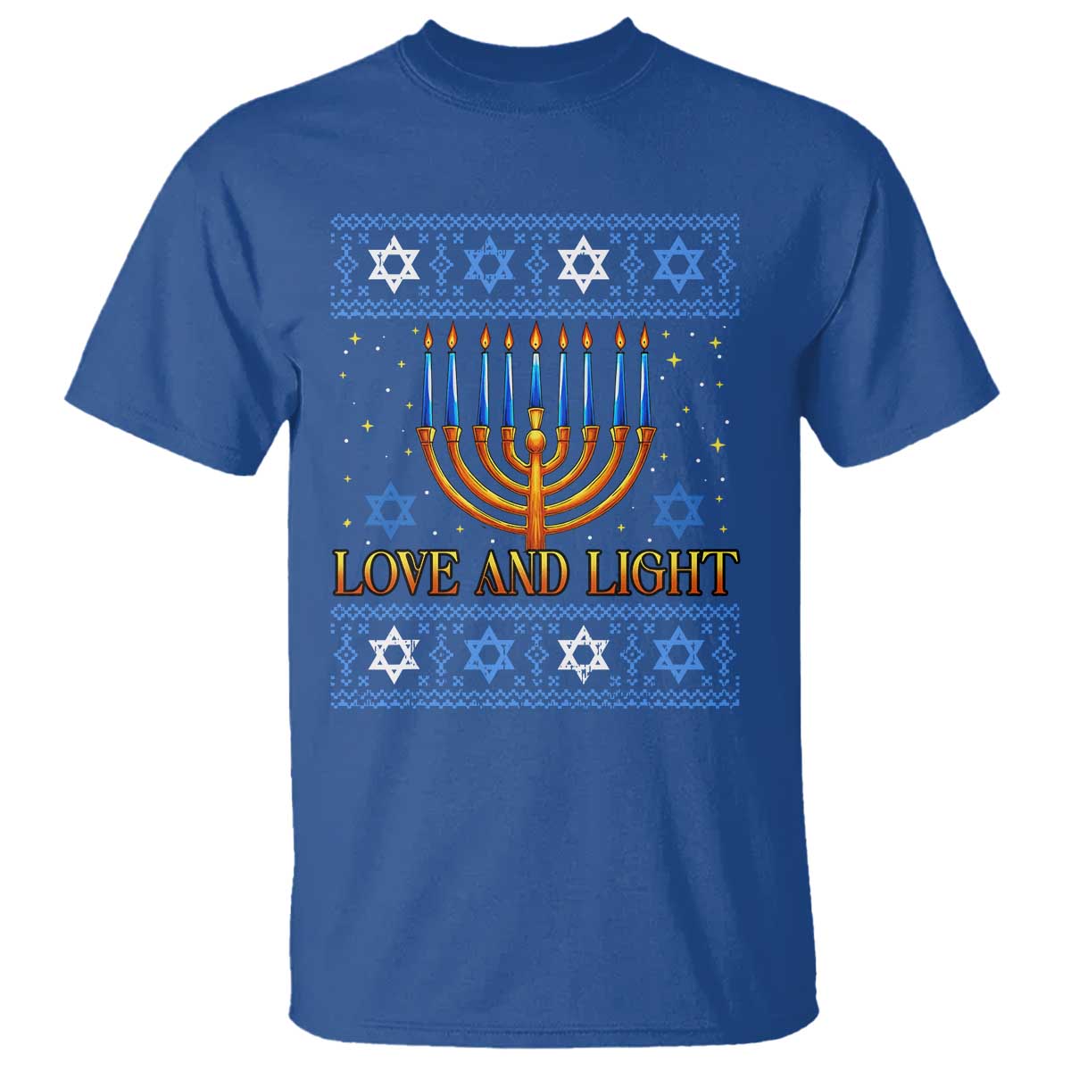 Ugly Hanukkah T Shirt Love and Light Jew Menorah Jewish Chanukah - Wonder Print Shop