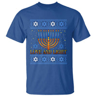Ugly Hanukkah T Shirt Love and Light Jew Menorah Jewish Chanukah - Wonder Print Shop