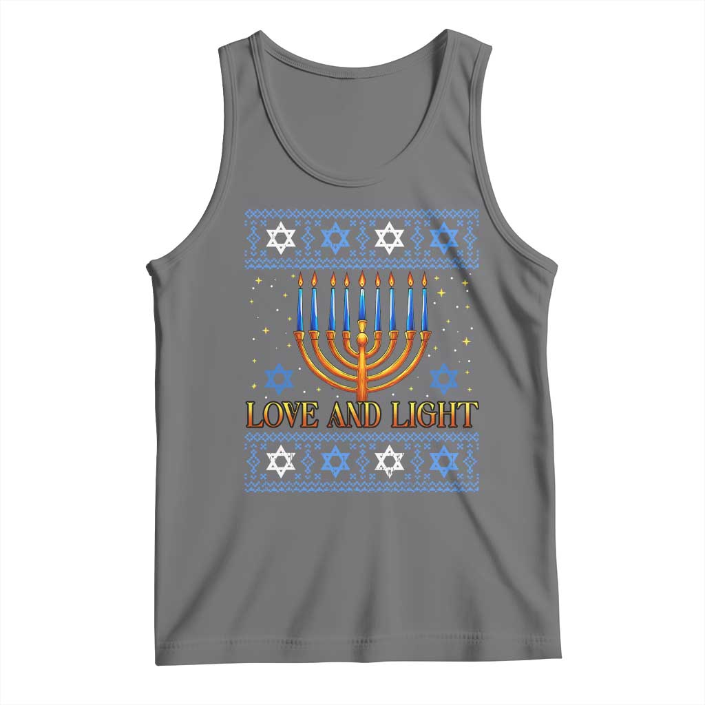 Ugly Hanukkah Tank Top Love and Light Jew Menorah Jewish Chanukah - Wonder Print Shop