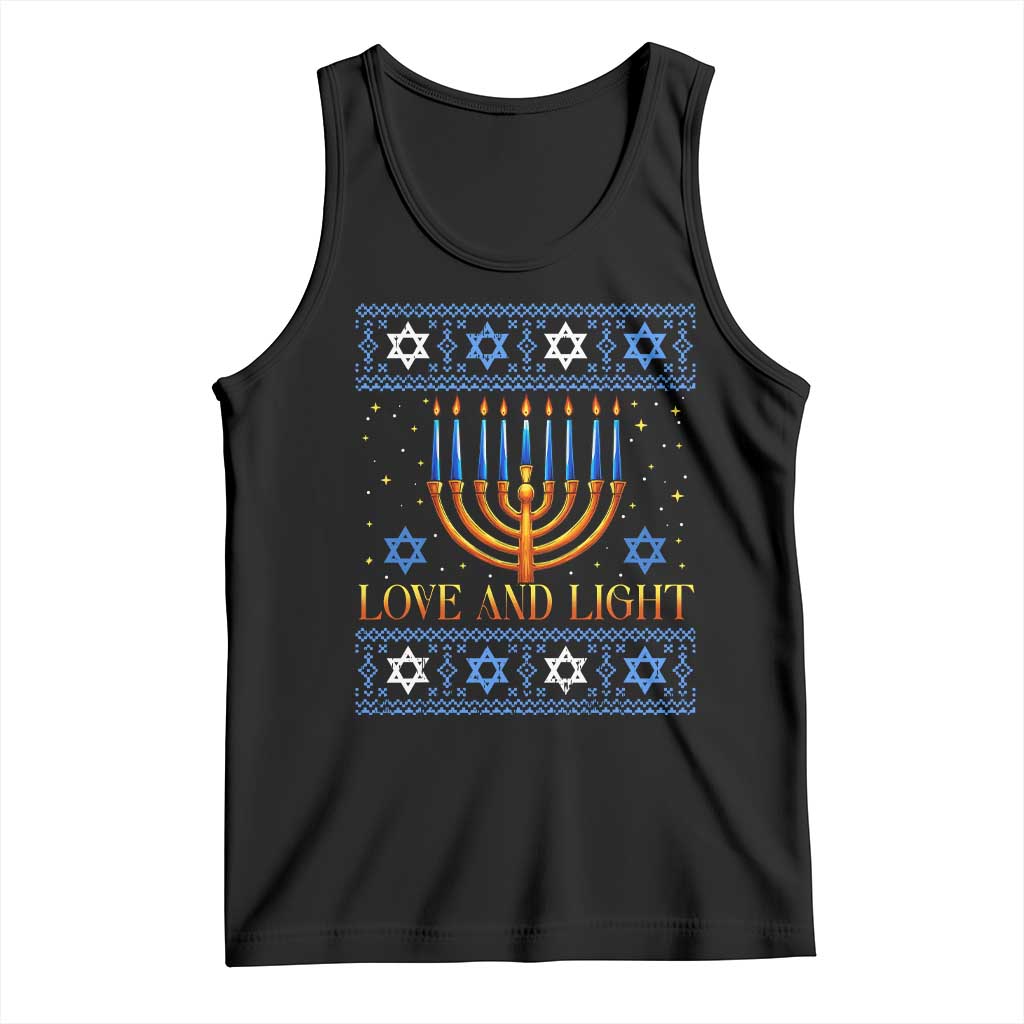 Ugly Hanukkah Tank Top Love and Light Jew Menorah Jewish Chanukah - Wonder Print Shop