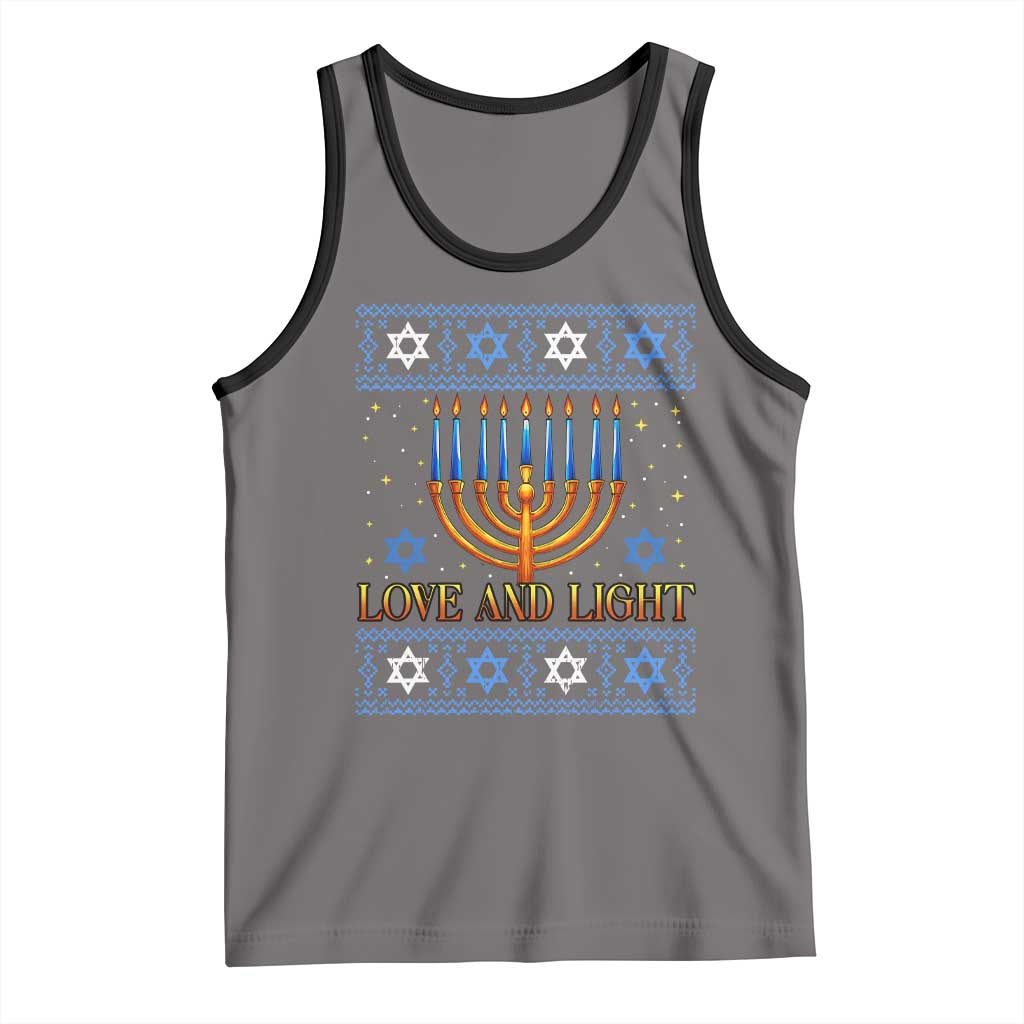 Ugly Hanukkah Tank Top Love and Light Jew Menorah Jewish Chanukah - Wonder Print Shop