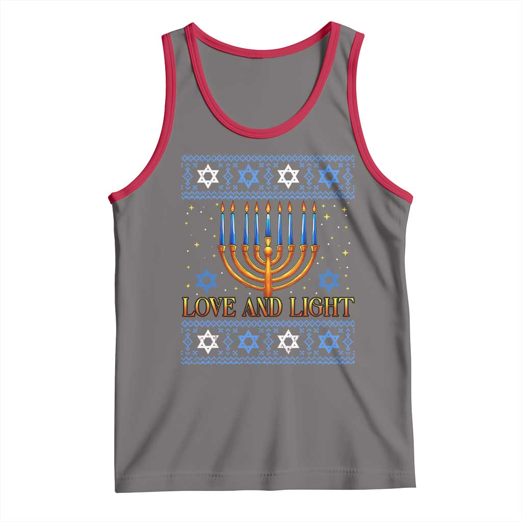 Ugly Hanukkah Tank Top Love and Light Jew Menorah Jewish Chanukah - Wonder Print Shop