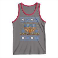 Ugly Hanukkah Tank Top Love and Light Jew Menorah Jewish Chanukah - Wonder Print Shop