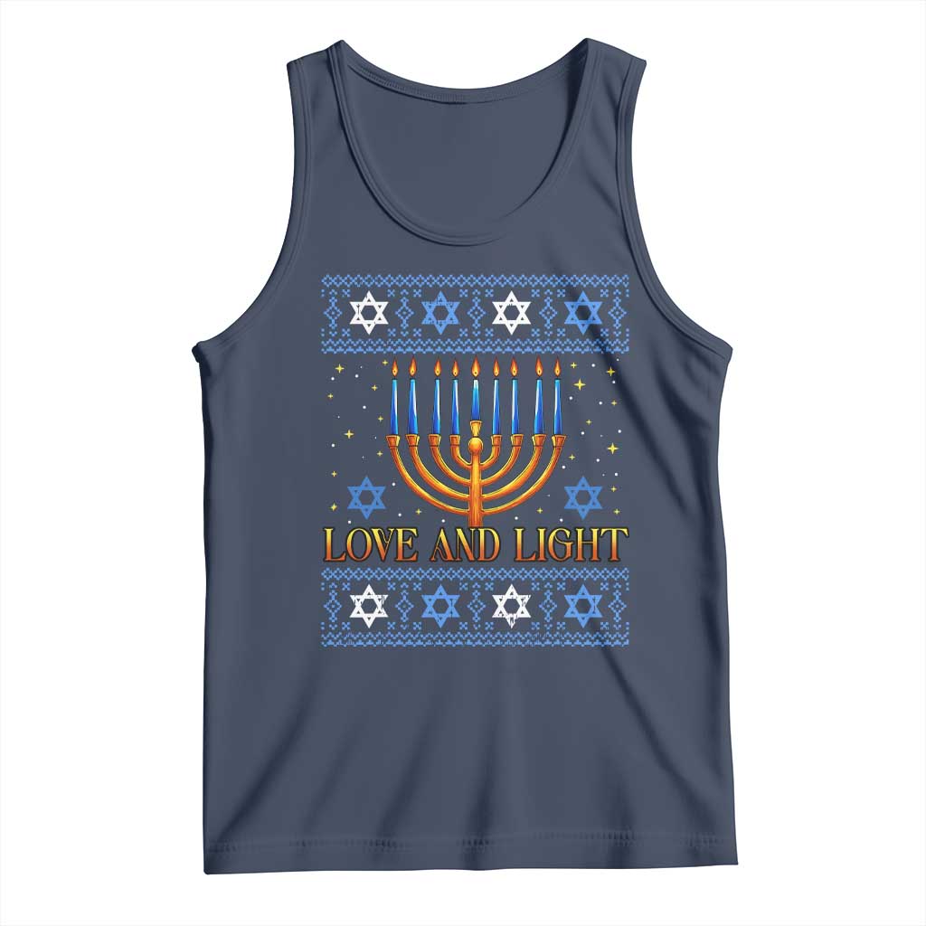 Ugly Hanukkah Tank Top Love and Light Jew Menorah Jewish Chanukah - Wonder Print Shop