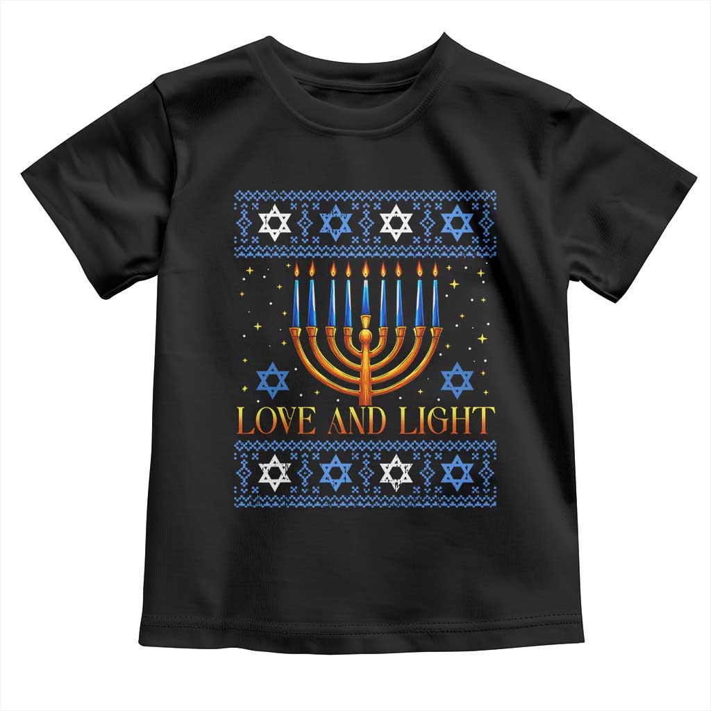 Ugly Hanukkah Toddler T Shirt Love and Light Jew Menorah Jewish Chanukah - Wonder Print Shop