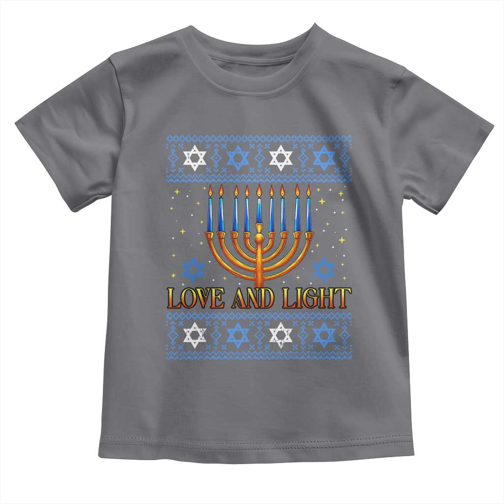Ugly Hanukkah Toddler T Shirt Love and Light Jew Menorah Jewish Chanukah - Wonder Print Shop