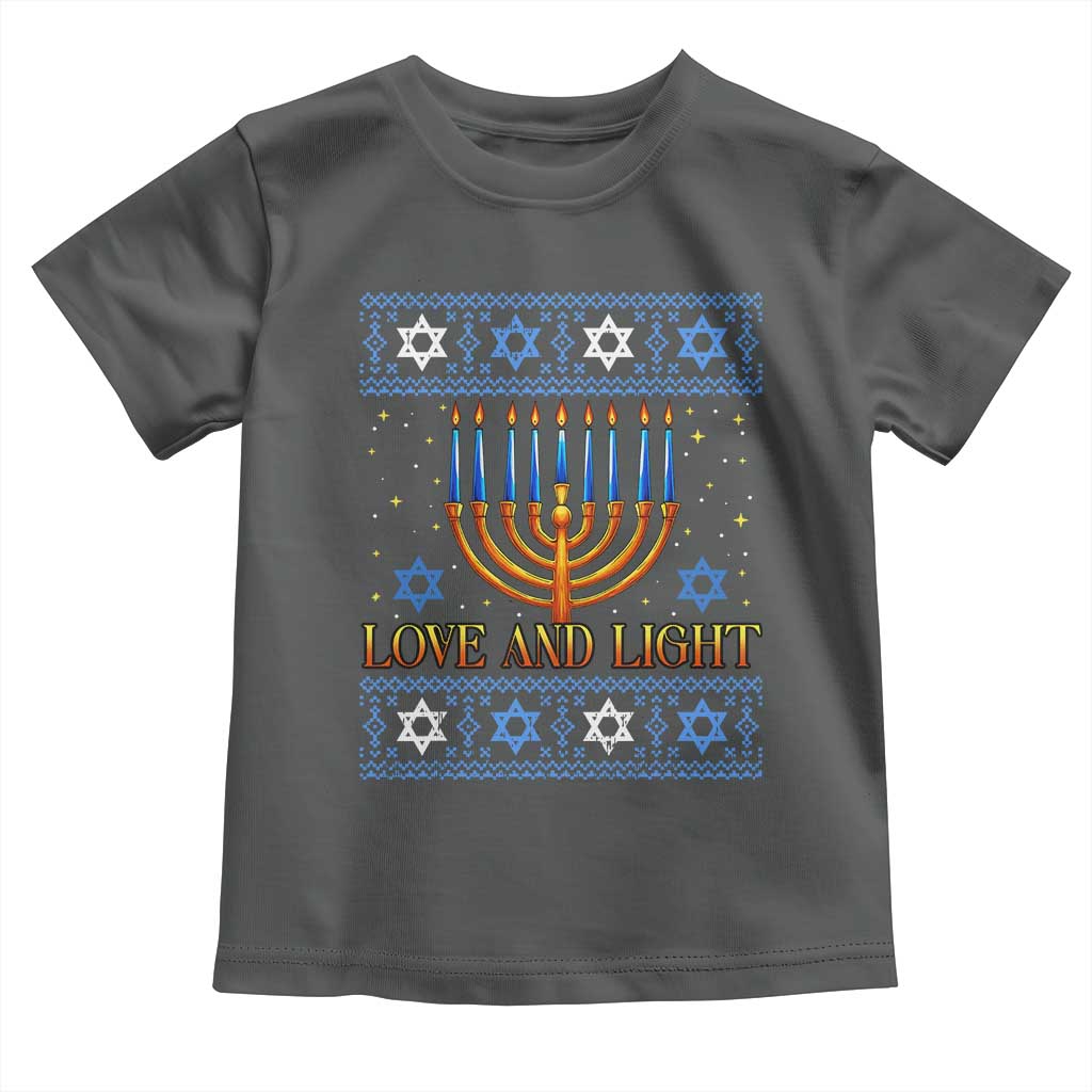 Ugly Hanukkah Toddler T Shirt Love and Light Jew Menorah Jewish Chanukah - Wonder Print Shop