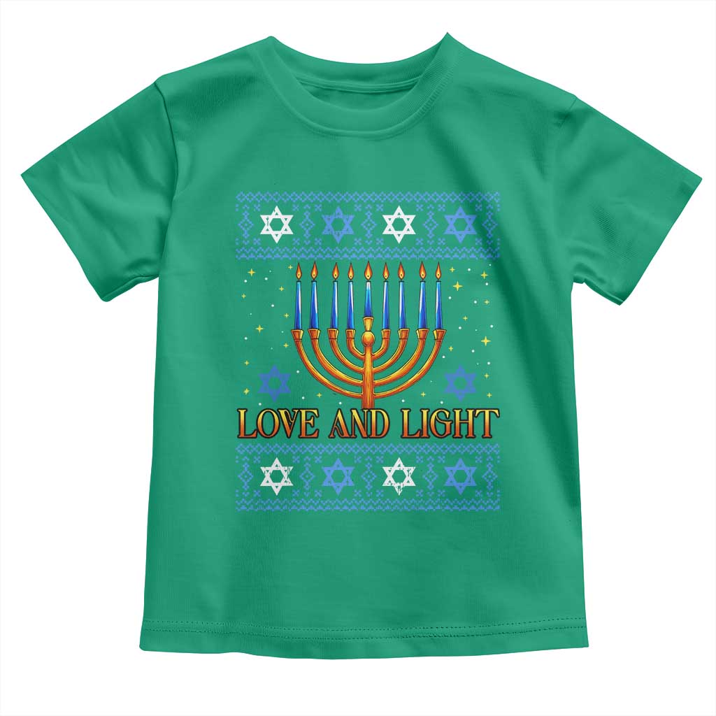 Ugly Hanukkah Toddler T Shirt Love and Light Jew Menorah Jewish Chanukah - Wonder Print Shop