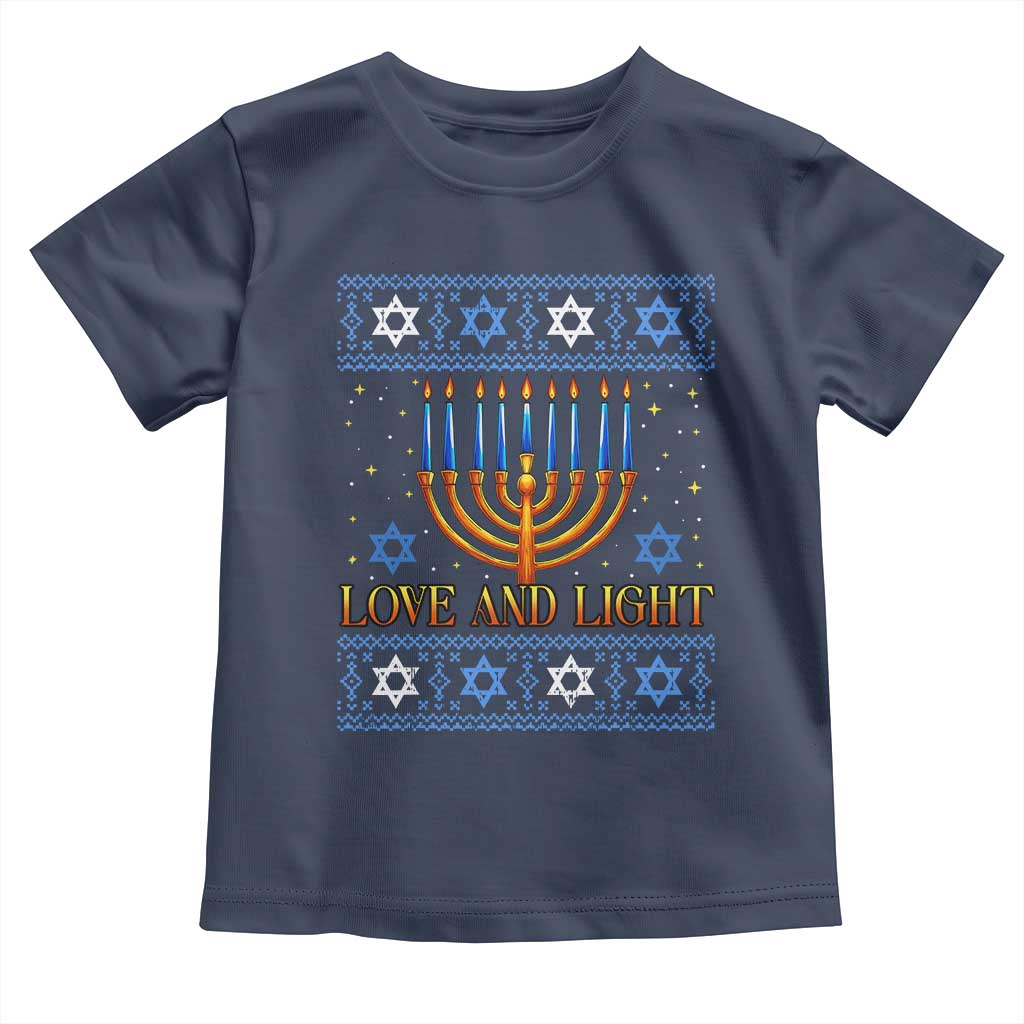 Ugly Hanukkah Toddler T Shirt Love and Light Jew Menorah Jewish Chanukah - Wonder Print Shop