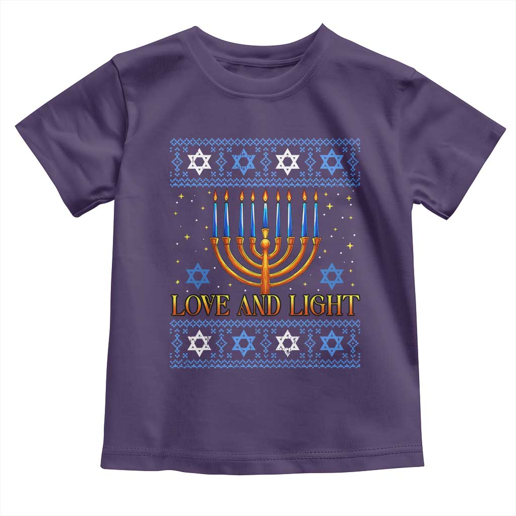 Ugly Hanukkah Toddler T Shirt Love and Light Jew Menorah Jewish Chanukah - Wonder Print Shop
