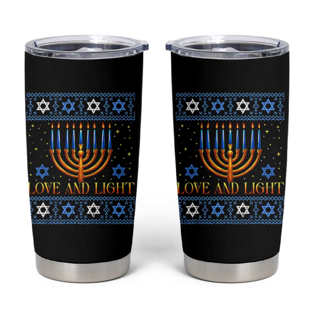 Ugly Hanukkah Tumbler Cup Love and Light Jew Menorah Jewish Chanukah - Wonder Print Shop
