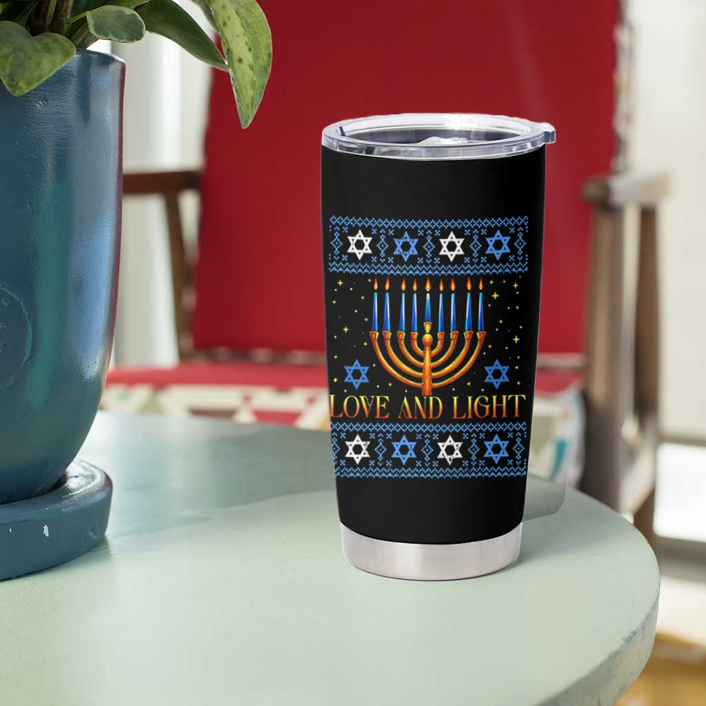 Ugly Hanukkah Tumbler Cup Love and Light Jew Menorah Jewish Chanukah - Wonder Print Shop