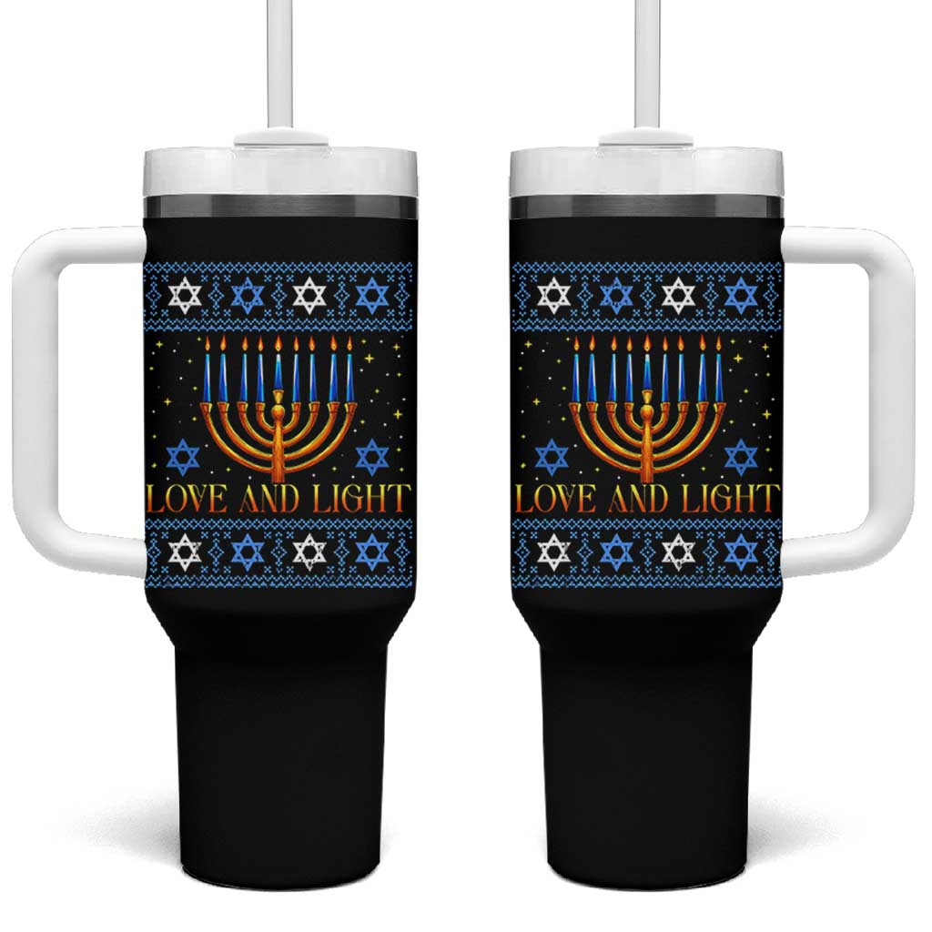 Ugly Hanukkah Tumbler With Handle Love and Light Jew Menorah Jewish Chanukah - Wonder Print Shop