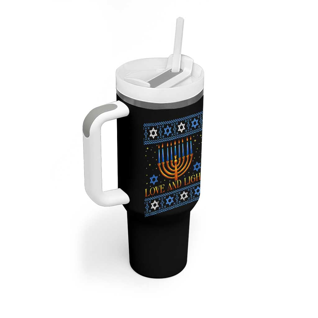 Ugly Hanukkah Tumbler With Handle Love and Light Jew Menorah Jewish Chanukah - Wonder Print Shop