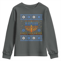 Ugly Hanukkah Youth Sweatshirt Love and Light Jew Menorah Jewish Chanukah - Wonder Print Shop