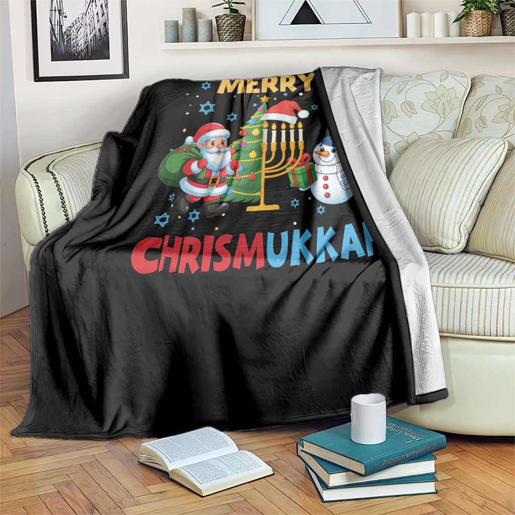 Merry Chrismukkah Throw Blanket Happy Christmas Hanukkah Jewish Santa Snowman - Wonder Print Shop