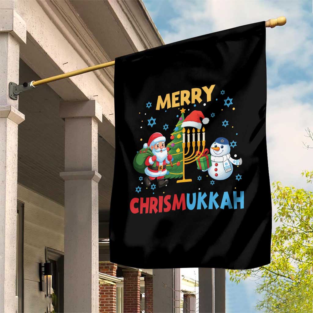 Merry Chrismukkah Garden Flag Happy Christmas Hanukkah Jewish Santa Snowman - Wonder Print Shop