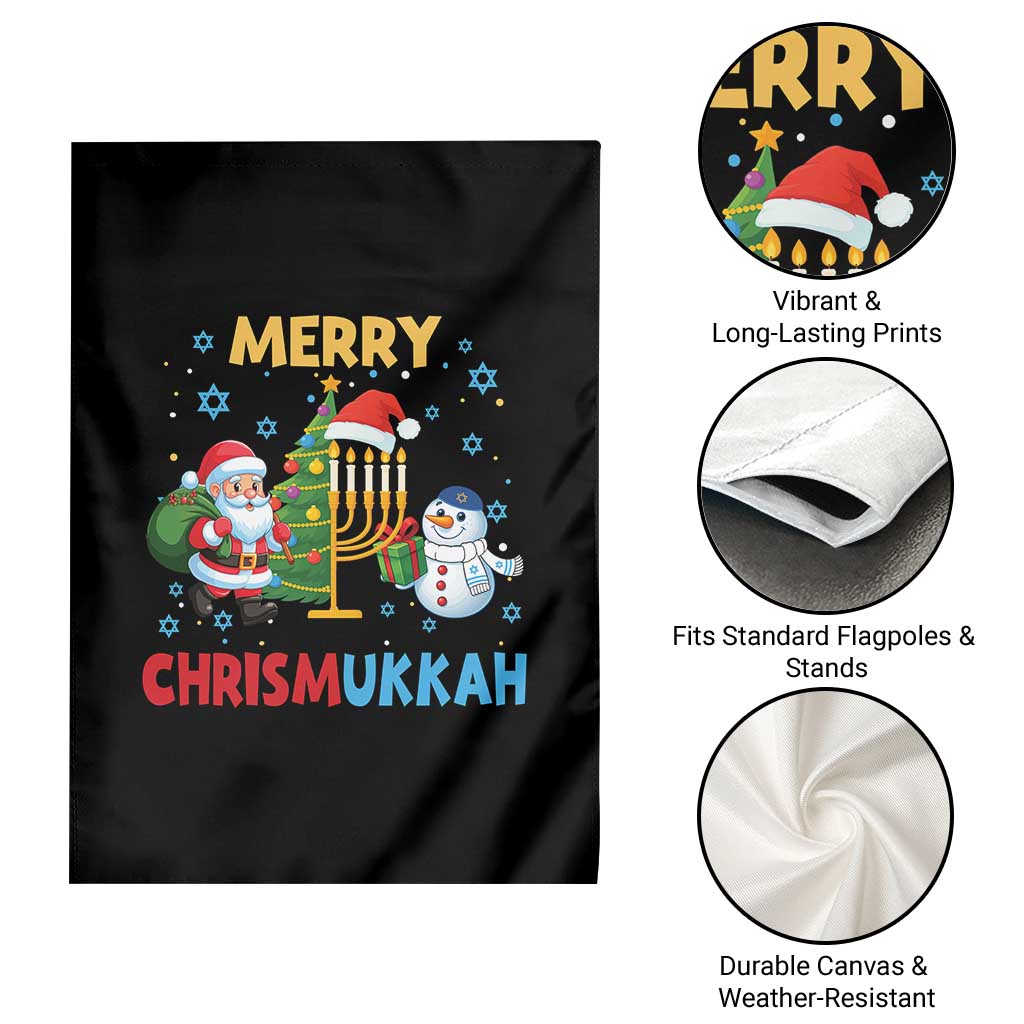 Merry Chrismukkah Garden Flag Happy Christmas Hanukkah Jewish Santa Snowman - Wonder Print Shop