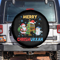 Merry Chrismukkah Spare Tire Cover Happy Christmas Hanukkah Jewish Santa Snowman - Wonder Print Shop