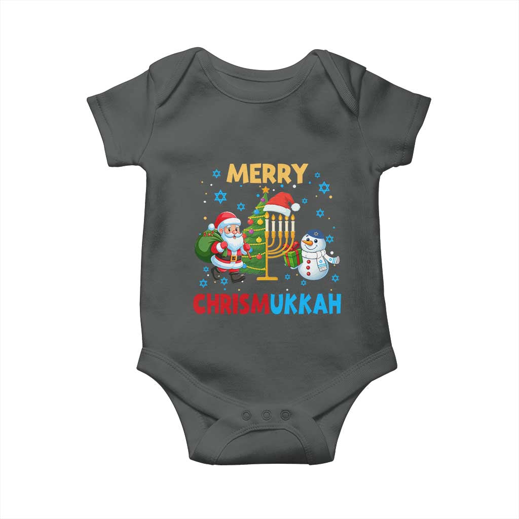 Merry Chrismukkah Baby Onesie Happy Christmas Hanukkah Jewish Santa Snowman - Wonder Print Shop