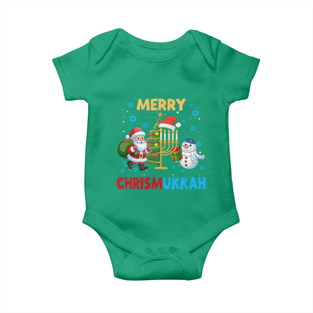 Merry Chrismukkah Baby Onesie Happy Christmas Hanukkah Jewish Santa Snowman - Wonder Print Shop