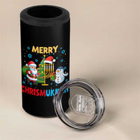 Merry Chrismukkah 4 in 1 Can Cooler Tumbler Happy Christmas Hanukkah Jewish Santa Snowman - Wonder Print Shop