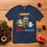 Merry Chrismukkah T Shirt Happy Christmas Hanukkah Jewish Santa Snowman - Wonder Print Shop