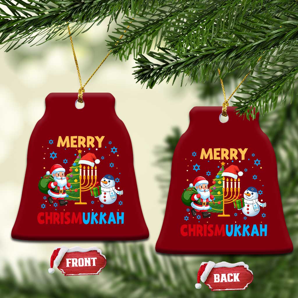 Merry Chrismukkah Ceramic Ornament Happy Christmas Hanukkah Jewish Santa Snowman - Wonder Print Shop