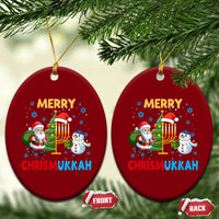 Merry Chrismukkah Ceramic Ornament Happy Christmas Hanukkah Jewish Santa Snowman - Wonder Print Shop
