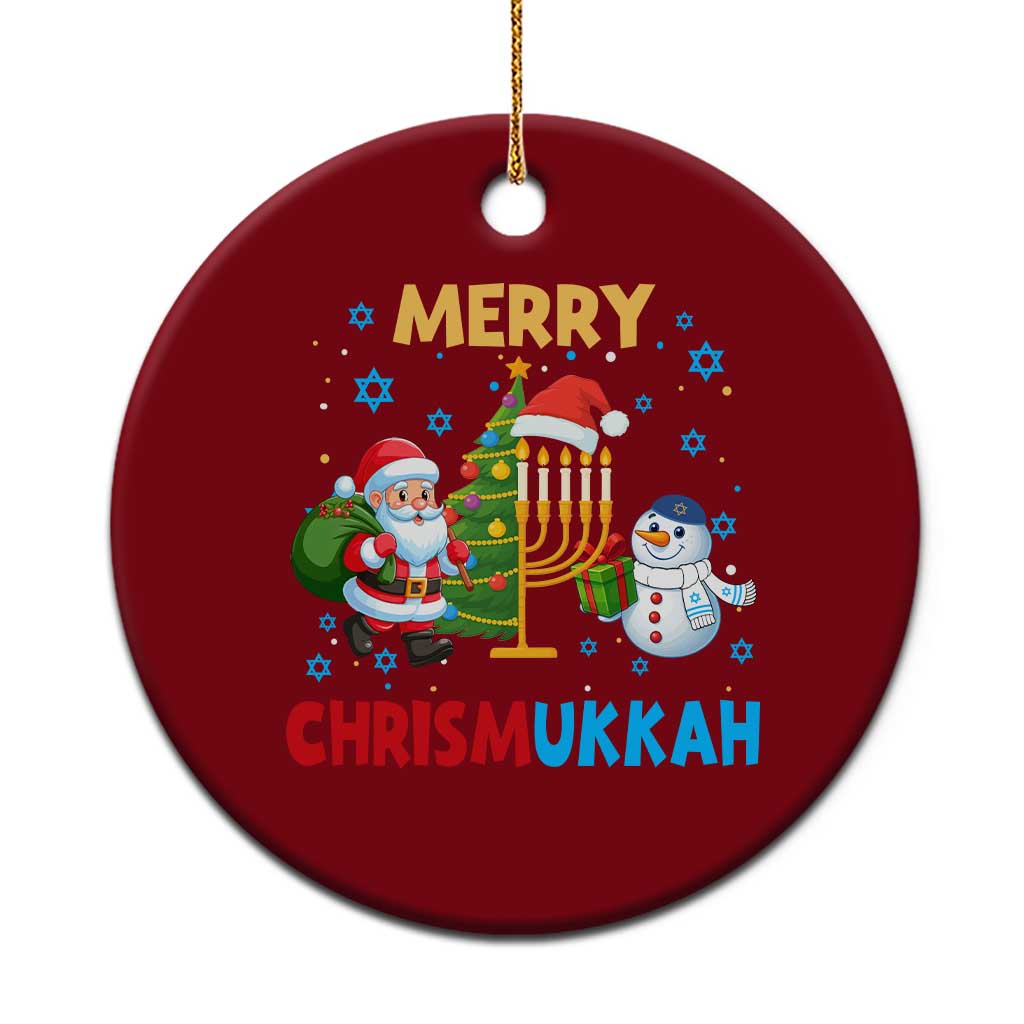 Merry Chrismukkah Ceramic Ornament Happy Christmas Hanukkah Jewish Santa Snowman - Wonder Print Shop
