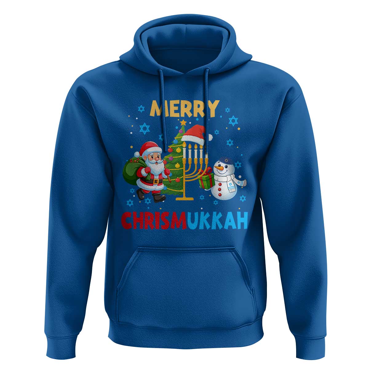 Merry Chrismukkah Hoodie Happy Christmas Hanukkah Jewish Santa Snowman - Wonder Print Shop