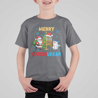 Merry Chrismukkah T Shirt For Kid Happy Christmas Hanukkah Jewish Santa Snowman - Wonder Print Shop