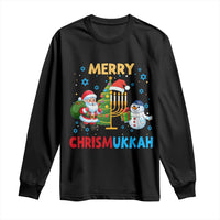 Merry Chrismukkah Long Sleeve Shirt Happy Christmas Hanukkah Jewish Santa Snowman - Wonder Print Shop