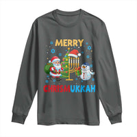 Merry Chrismukkah Long Sleeve Shirt Happy Christmas Hanukkah Jewish Santa Snowman - Wonder Print Shop