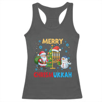 Merry Chrismukkah Racerback Tank Top Happy Christmas Hanukkah Jewish Santa Snowman - Wonder Print Shop