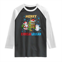 Merry Chrismukkah Raglan Shirt Happy Christmas Hanukkah Jewish Santa Snowman - Wonder Print Shop