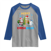 Merry Chrismukkah Raglan Shirt Happy Christmas Hanukkah Jewish Santa Snowman - Wonder Print Shop