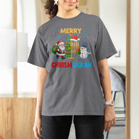 Merry Chrismukkah T Shirt For Women Happy Christmas Hanukkah Jewish Santa Snowman - Wonder Print Shop