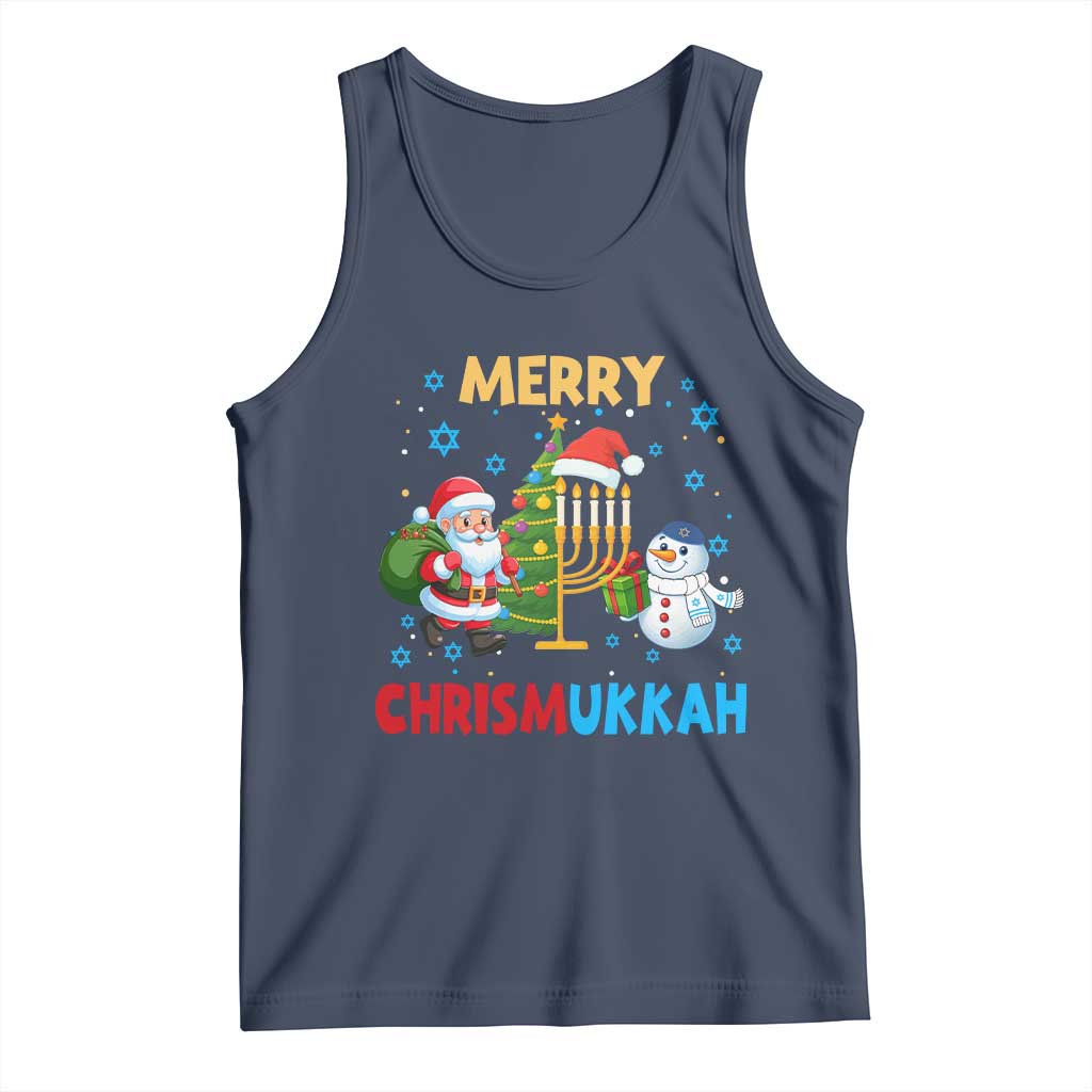 Merry Chrismukkah Tank Top Happy Christmas Hanukkah Jewish Santa Snowman - Wonder Print Shop