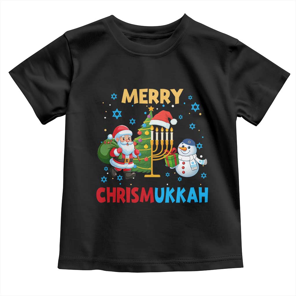 Merry Chrismukkah Toddler T Shirt Happy Christmas Hanukkah Jewish Santa Snowman - Wonder Print Shop