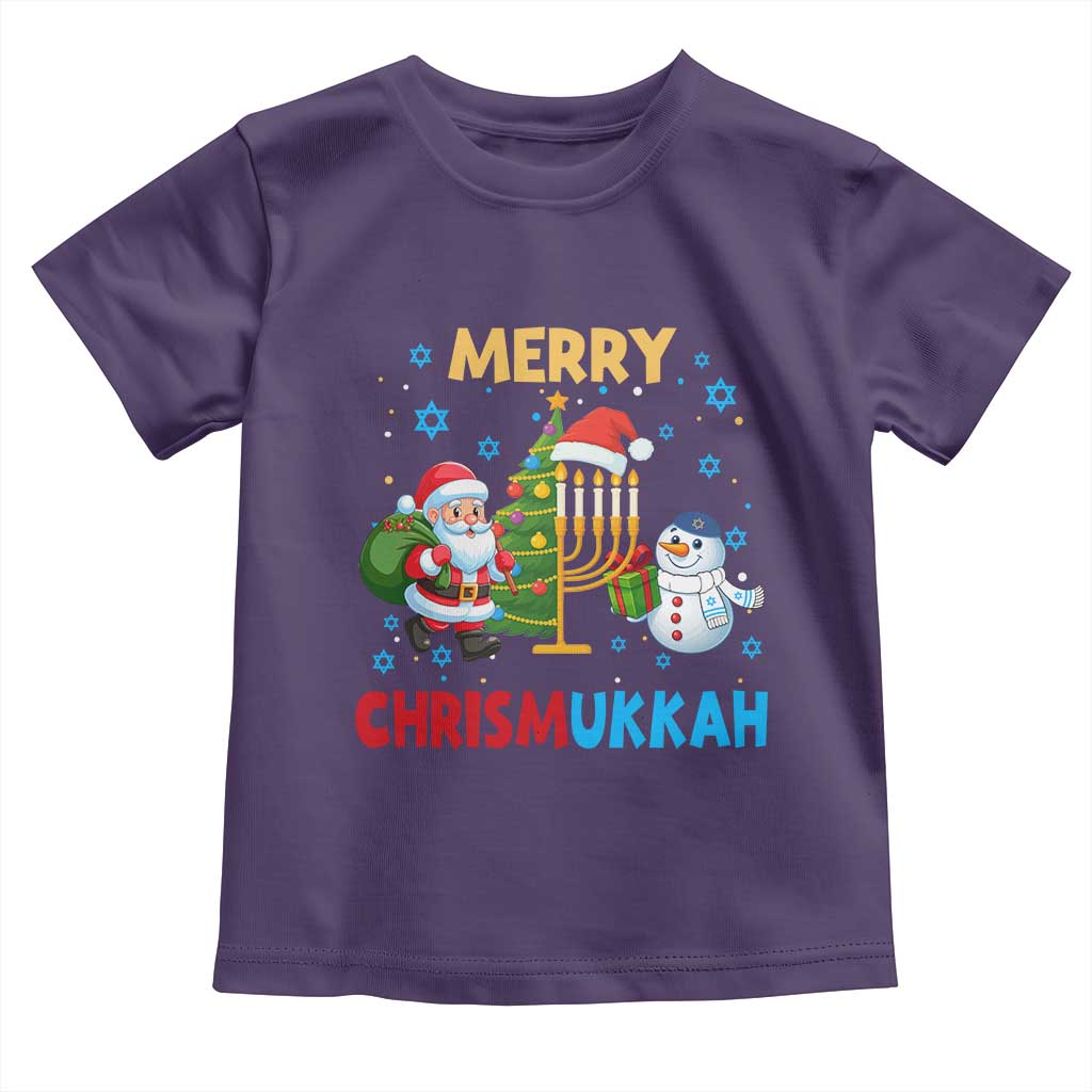 Merry Chrismukkah Toddler T Shirt Happy Christmas Hanukkah Jewish Santa Snowman - Wonder Print Shop