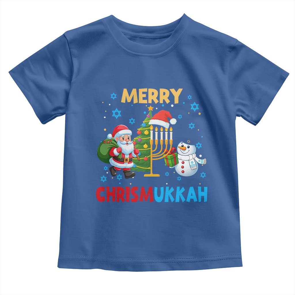 Merry Chrismukkah Toddler T Shirt Happy Christmas Hanukkah Jewish Santa Snowman - Wonder Print Shop