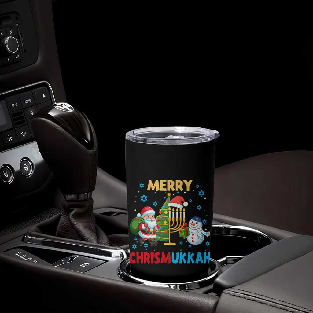 Merry Chrismukkah Tumbler Cup Happy Christmas Hanukkah Jewish Santa Snowman - Wonder Print Shop